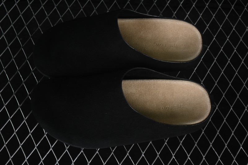 The Row Hudson Round-Toe Half-Covered Casual Mule Slippers - BLK