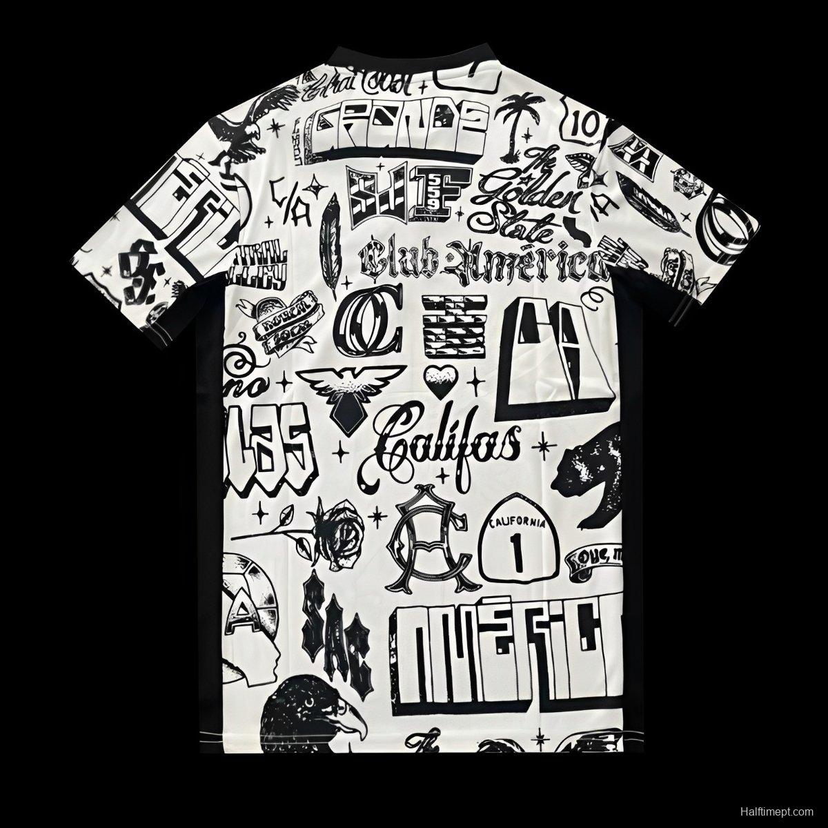 25/26 Club America 2025 Pre-Match Off-White Street-Style Graphics Jersey