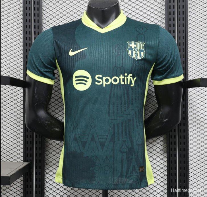 Player Version 25/26 FC Barcelona Dark Green with Neon Yellow Trim Jersey