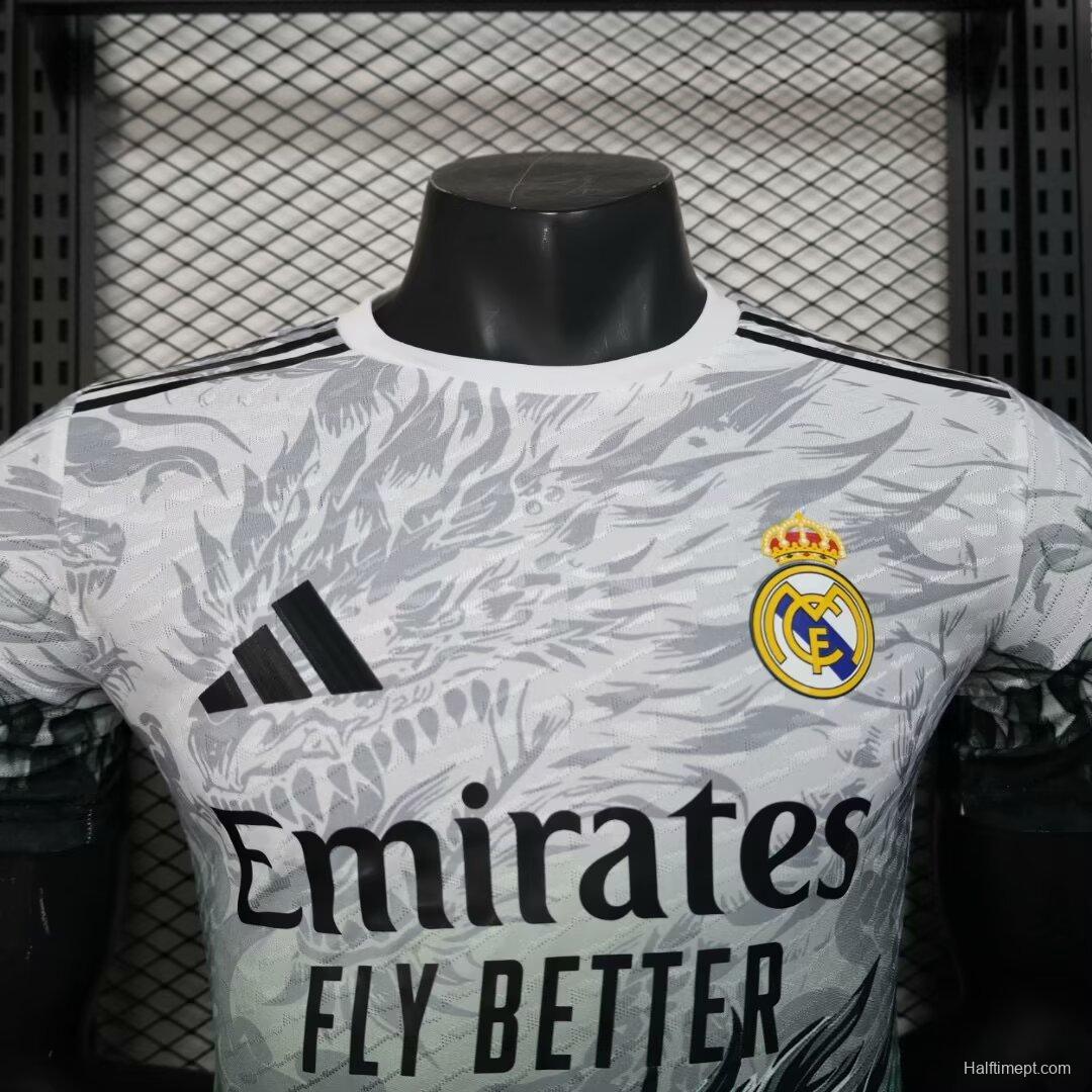 Player Version 25/26 Real Madrid White with Black Dragon Fire Jersey