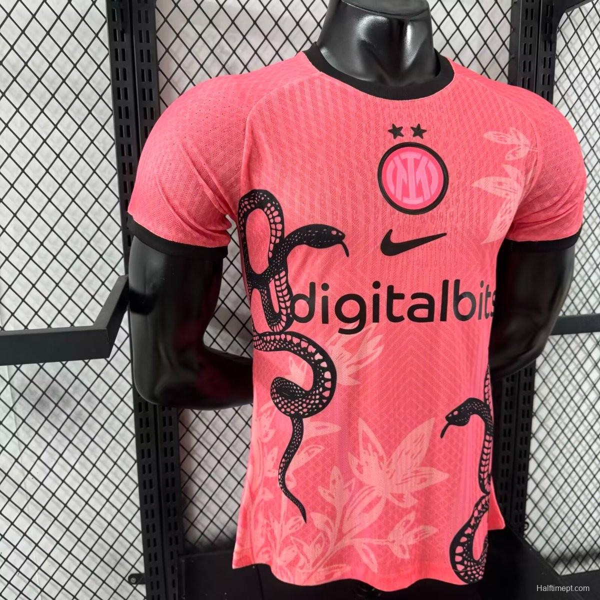 Player Version 25/26 Inter Milan Pink with Snake and Floral Pattern Jersey