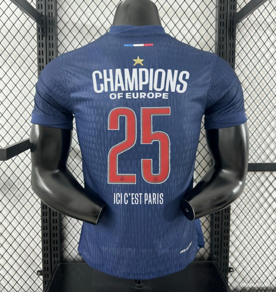 Play Version 1 Star 24/25 PSG Home Jersey With Final Match Champion Jersey