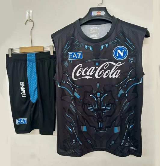 25/26 Napoli Black Vest Jersey Black+ Shorts