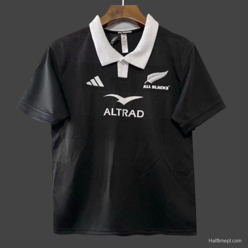2026 New Zealand All Blacks Black with White Collar Jersey