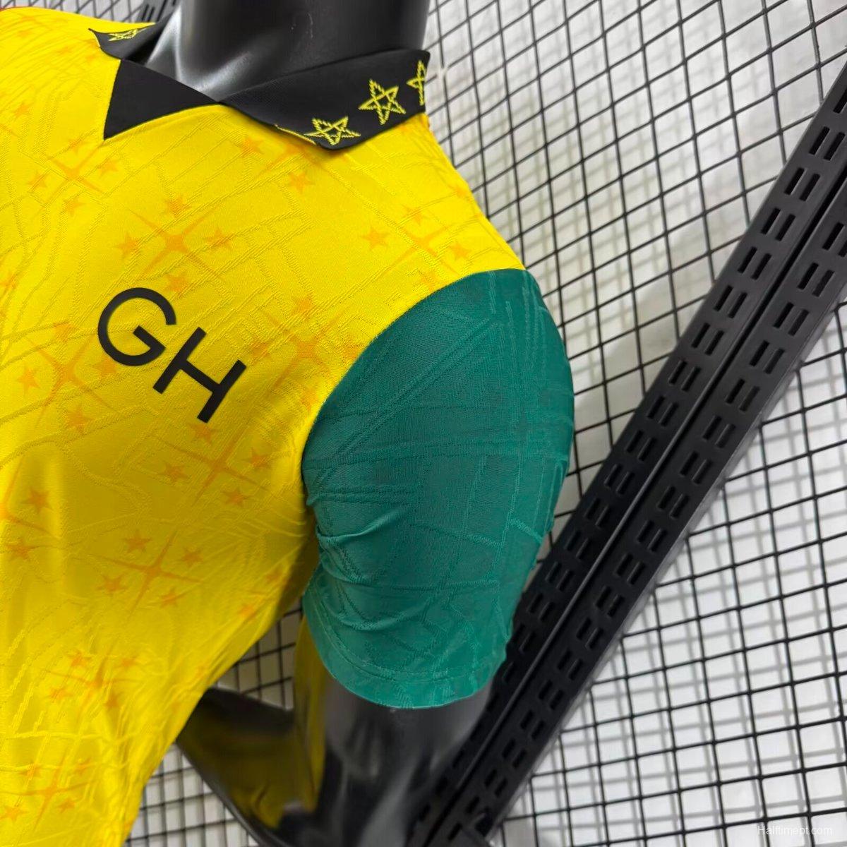 Player Version 2026 Ghana White with Black Star and Yellow Sleeves Jersey