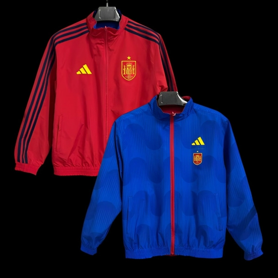 2026 Spain Red/Blue Full Zipper Reversible Windbreaker
