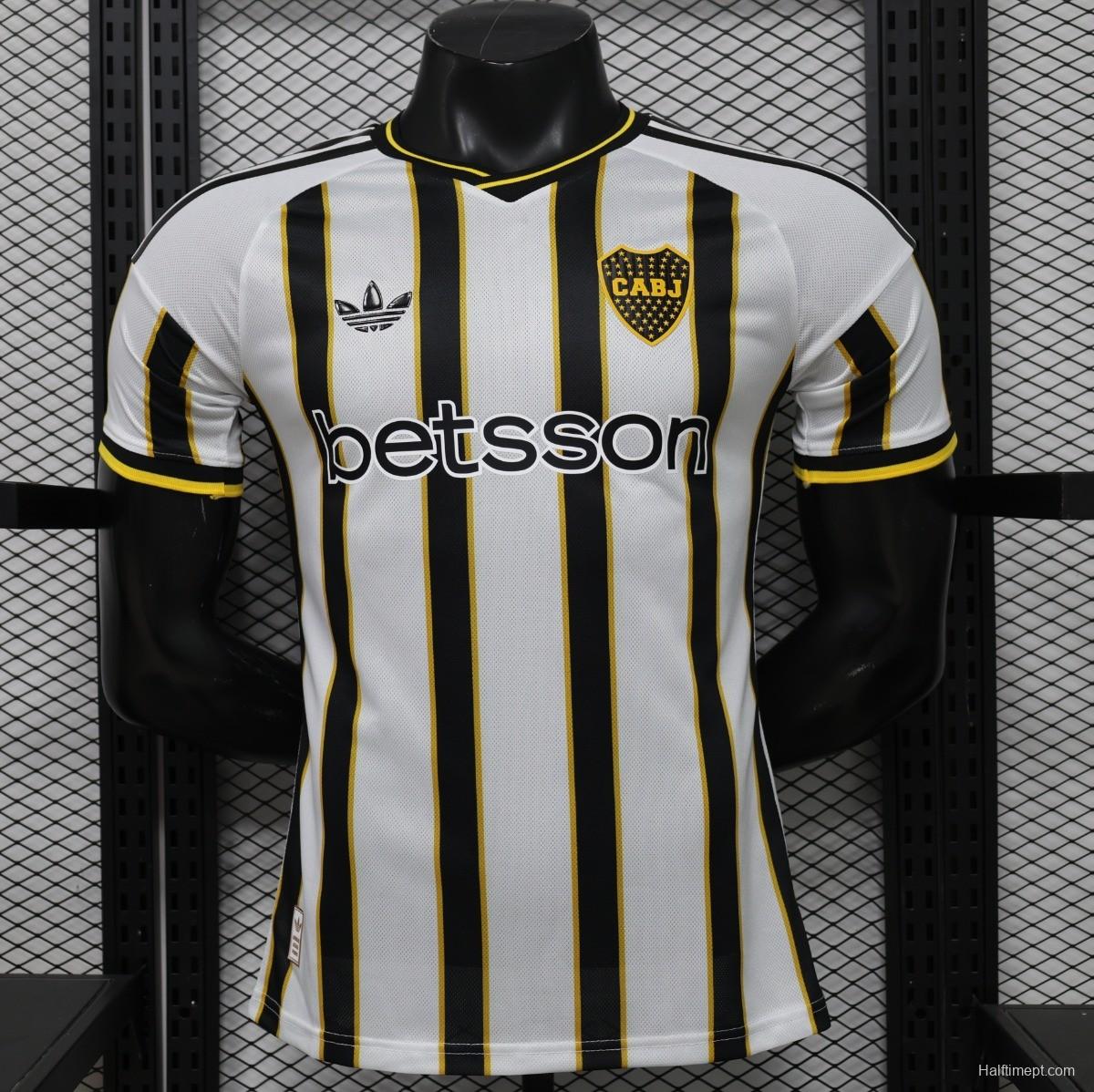 Player Version 25/26 Boca Juniors Away White & Black Vertical Stripes  Special Edition Jersey