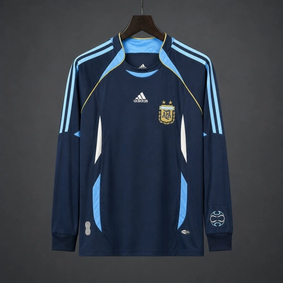 Retro 2006 Argentina Away Long SLeeve Jersey