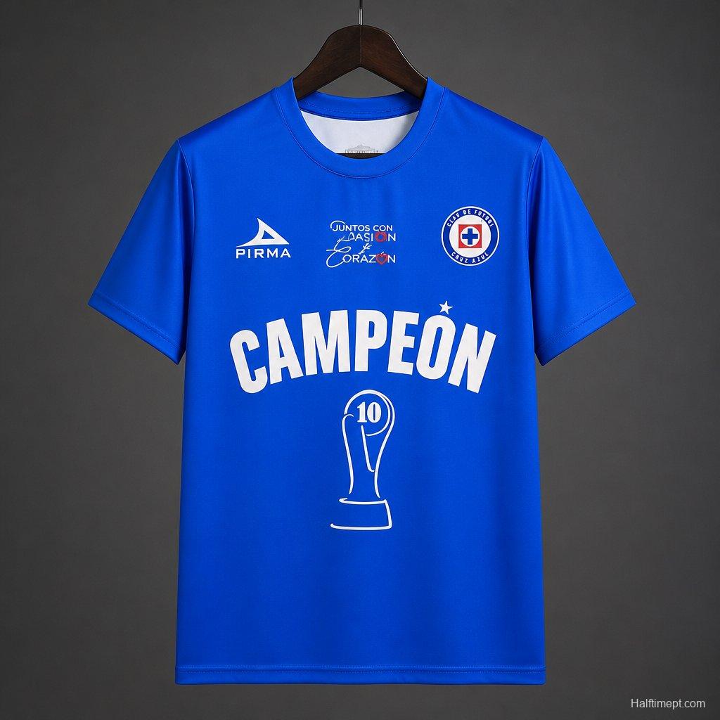 26/27 Cruz Azul La Decima Celebrates MX Championship Victory Blue  Jersey