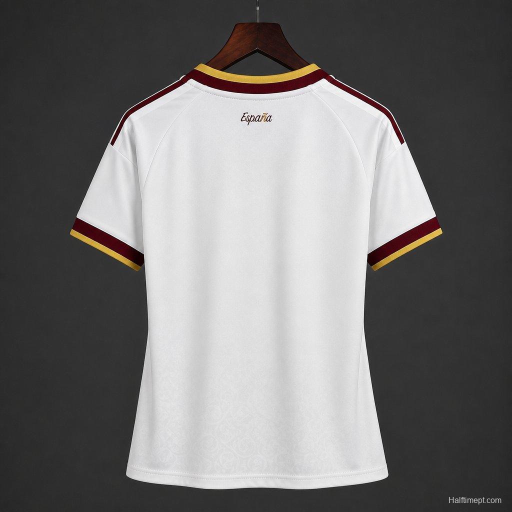 2 Star 2026 Women Spain Away White Jersey With Champion Patch